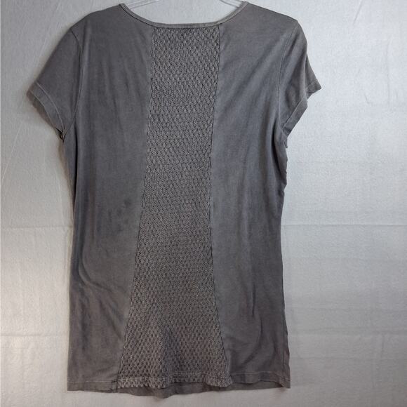 Affliction Skull T-Shirt Women's Large Gray Short Sleeves Studded Lace Cotton - Picture 5 of 11